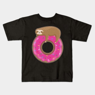 Cute baby sloth sleeping on a donut Kids T-Shirt